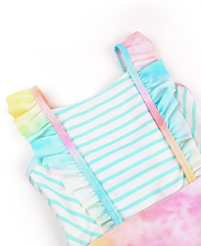 Shop Rufflebutts Baby Girls Upf50+ Pinafore One Piece In Rainbow Tie Dye