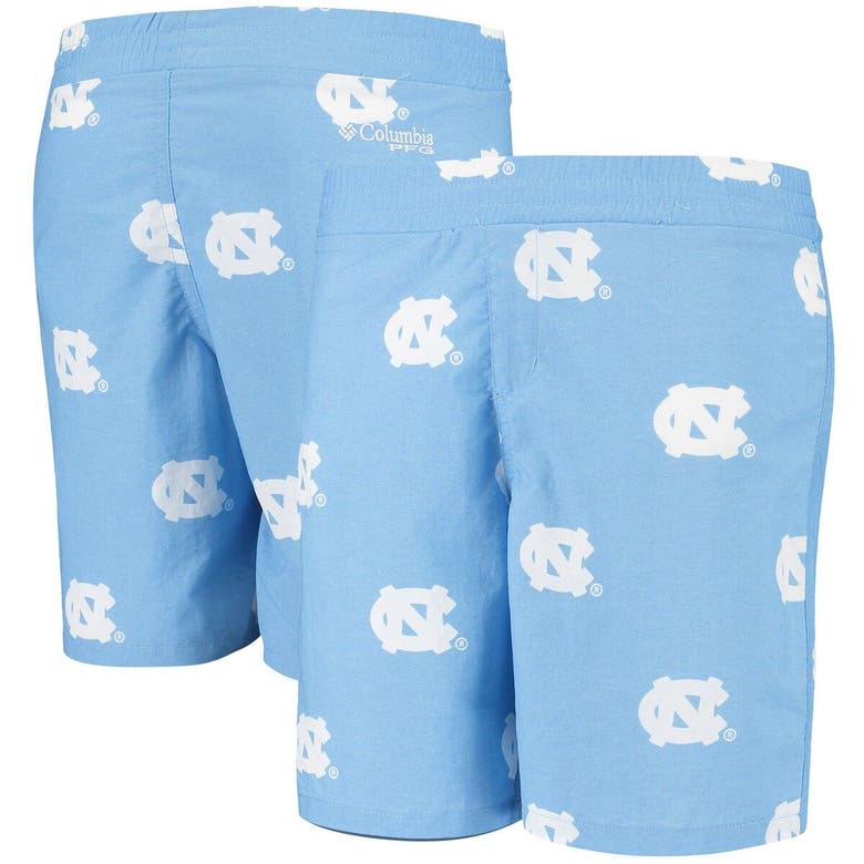 Columbia Kids' Youth  Carolina Blue North Carolina Tar Heels Backcast Printed Omni-shade Shorts In Light Blue