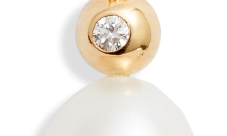 Shop Poppy Finch Cultured Pearl & Diamond Dome Pendant Necklace In Pearl/ 14k Yellow Gold
