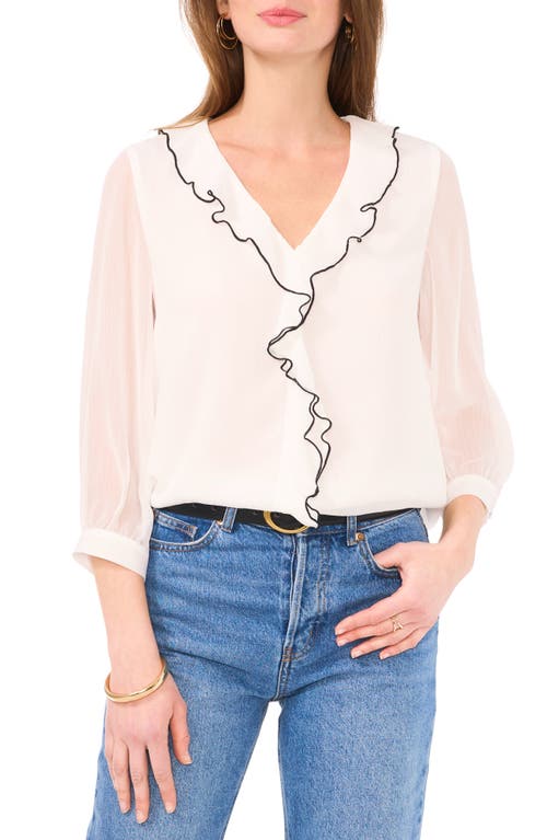 Vince Camuto Ruffle Front Top in New Ivory at Nordstrom, Size Medium