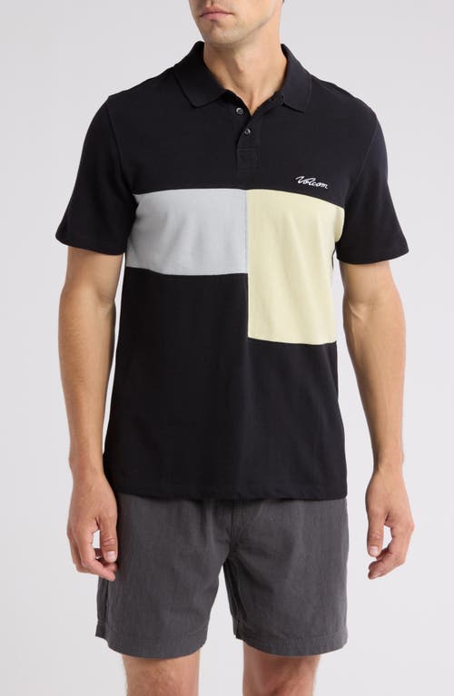 Shop Volcom Stoney Baloney Colorblock Piqué Knit Polo In Black