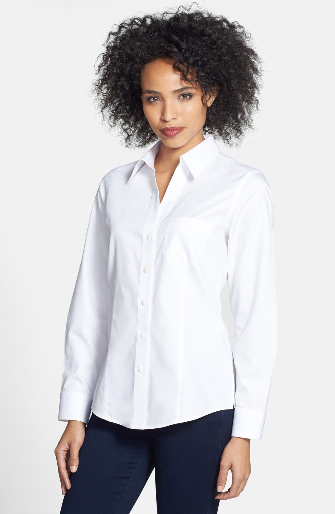 Foxcroft 'Christine' NoIron Cotton Shirt (Petite) Nordstrom