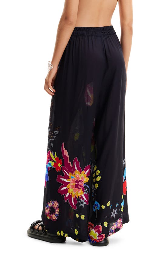 Desigual Print Wide Leg Cover-up Pants In Black