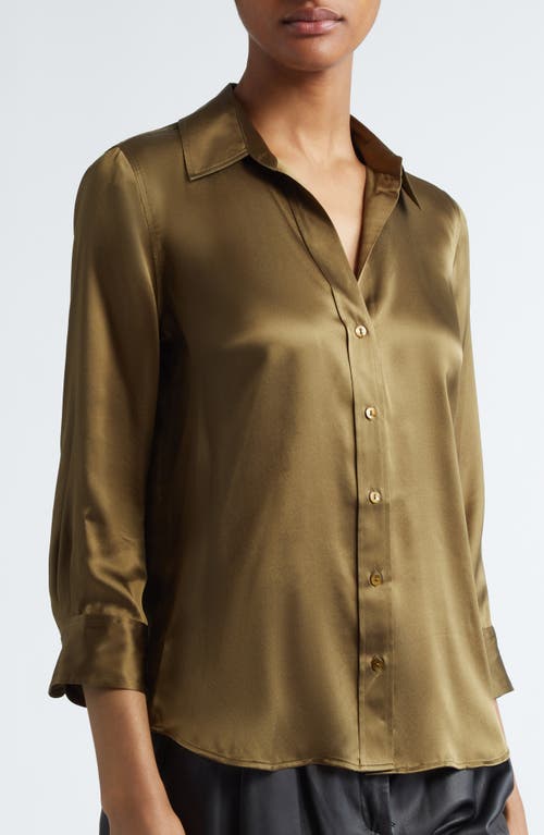 Shop L Agence L'agence Dani Silk Charmeuse Blouse In Pine