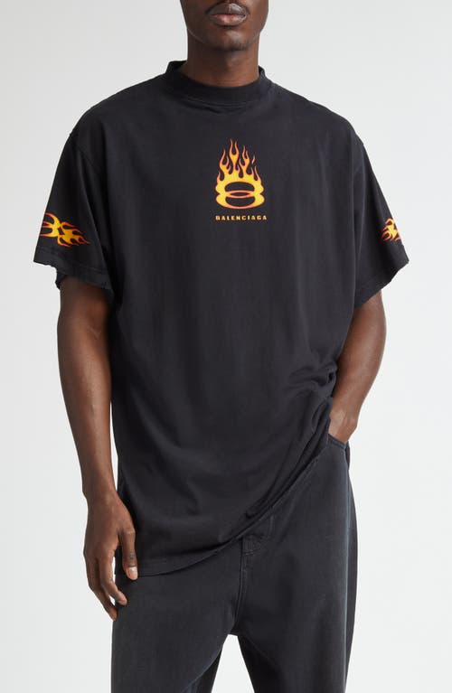 Balenciaga Burning Unity Oversize Graphic T-Shirt 1134 Washed Out Black at