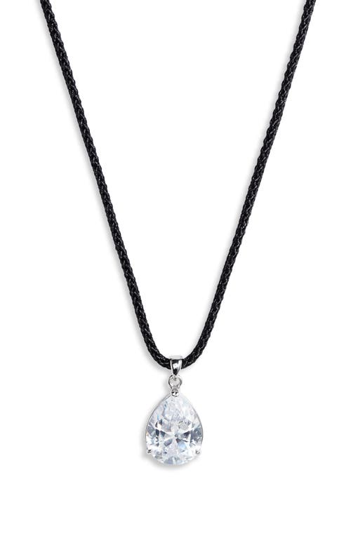 Roxanne Assoulin Crystal Teardrop Pendant Necklace In Rhodium/black/clear Cz