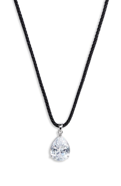 Shop Roxanne Assoulin Crystal Teardrop Pendant Necklace In Rhodium/black/clear Cz