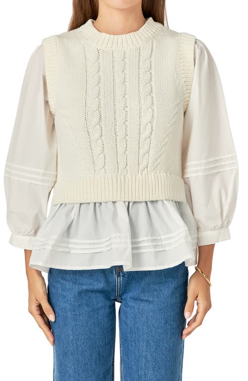 Shop English Factory Mixed Media Layered Top In Off White