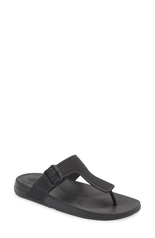 FitFlop iQushion Buckle Flip Flop in All Black at Nordstrom, Size 11