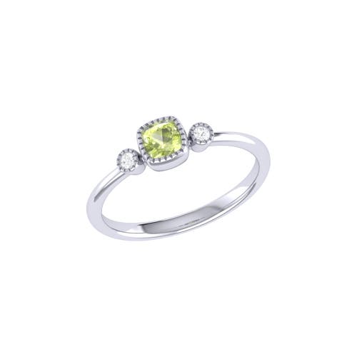 Shop Luvmyjewelry Cushion Cut Peridot & Diamond Birthstone Ring In White Gold