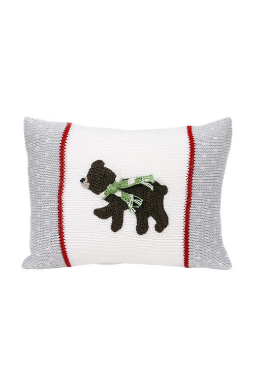 Melange Collection Brown Bear Mini Pillow in Grey 