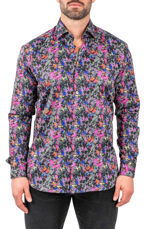 Maceoo Fibonacci Nineties Black Contemporary Fit Button-up Shirt In Black