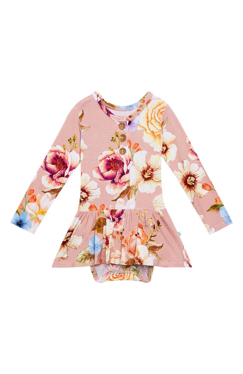 POSH PEANUT Miranda Twirl Skirted Bodysuit, Main, color, OPEN PINK