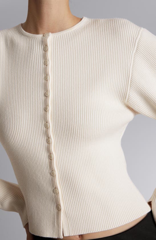 Shop & Other Stories Juliet Sleeve Rib Cardigan In White Dusty Light
