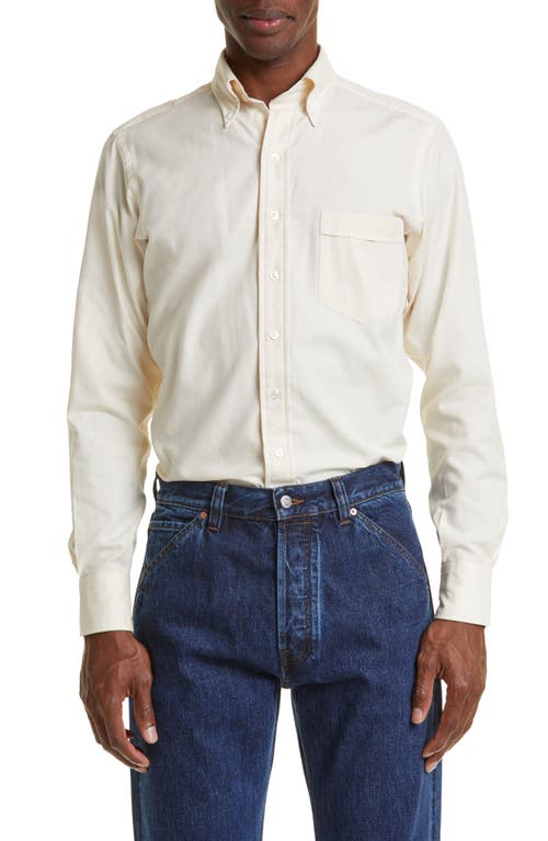 Drake's Oxford Cotton Button-Down Shirt Neutral at Nordstrom,