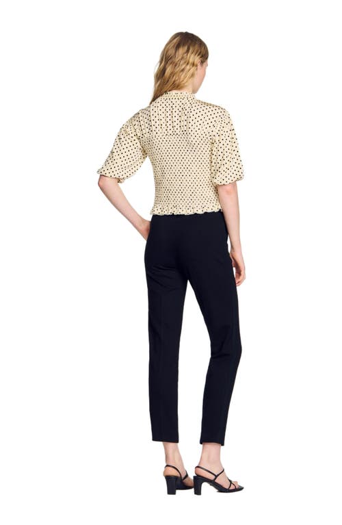 Shop Sandro Polka Dot T-shirt In Ecru/black