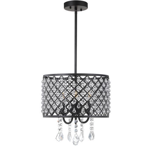 Jonathan Y Gigi Metal/crystal Adjustable Led Drop Chandelier In Black