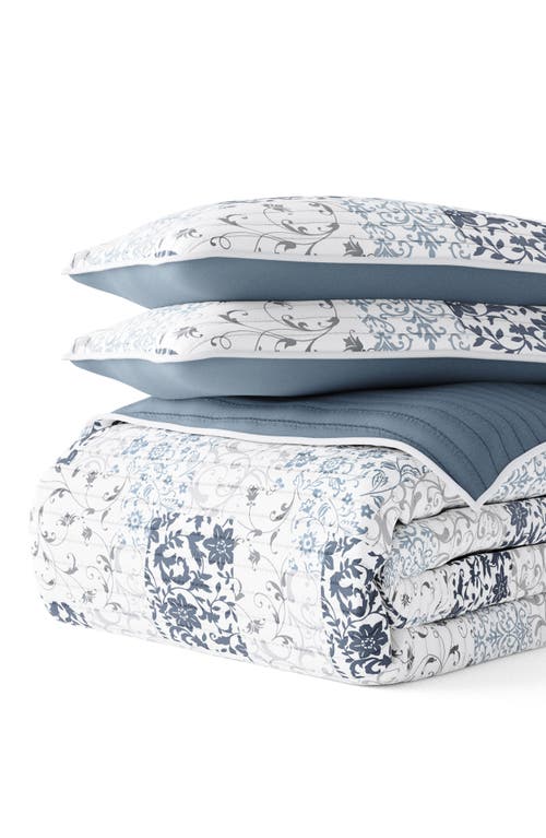 Shop Homespun 3-piece Scroll Print Quilt Set In Dusk Blue