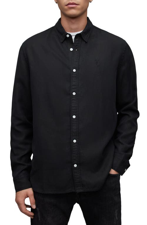 AllSaints Laguna Relaxed Fit Long Sleeve Button-Up Shirt in Washed Black 