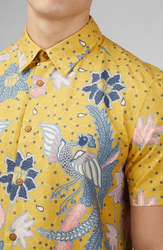Shop Ben Sherman Classic Fit Short Sleeve Button-up Shirt In Sunflower