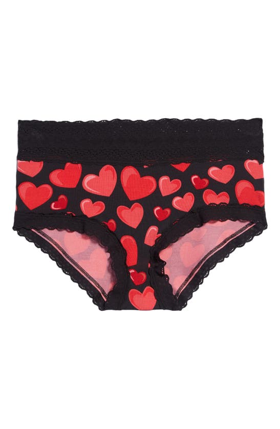 Meundies Feelfree Lace Hipster Briefs In Red Hearts