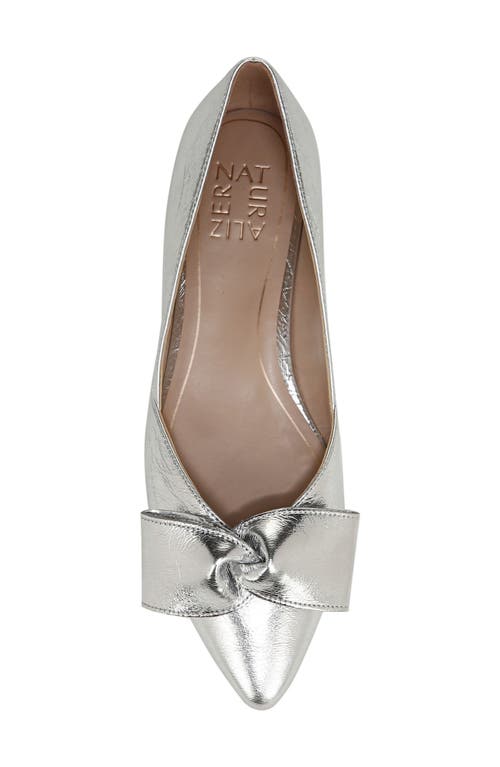 Naturalizer Havana-bow Womens Bow Leather Flat Shoes In Silver