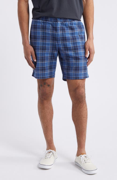 Tommy Bahama Indigo Cove Plaid Linen Blend Elastic Waist Shorts at Nordstrom,