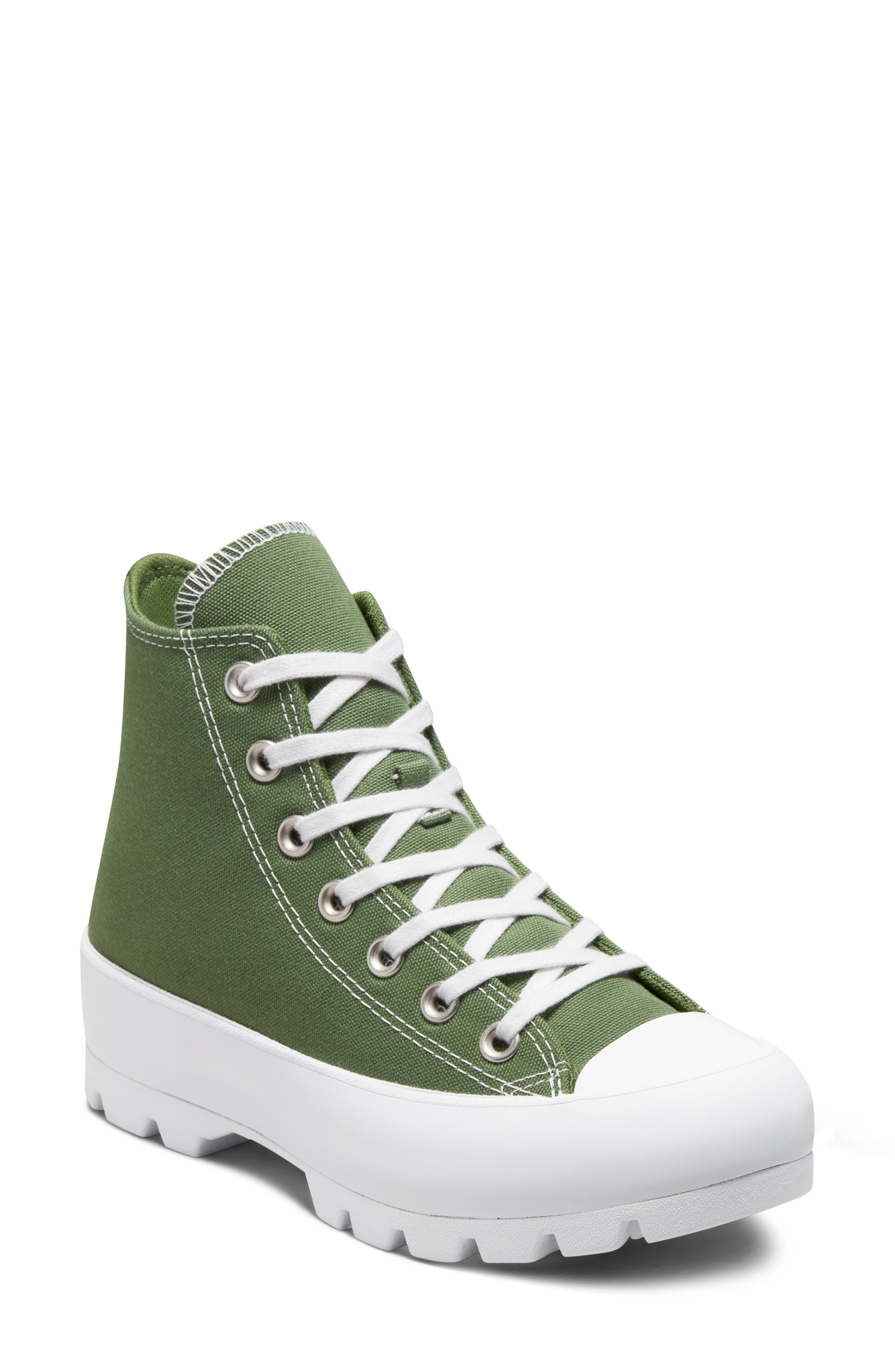 green platform high top converse