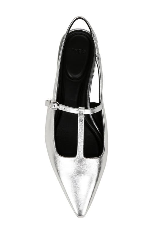 Vince Lliana Metallic T-strap Ballerina Flats In Silver
