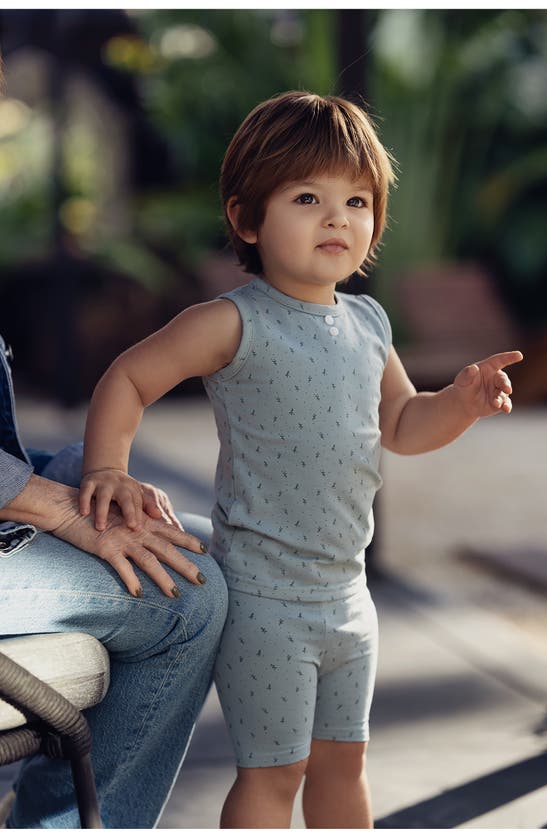 Shop Maniere Manière Buttons & Polka Dots Tank & Shorts Set In Aqua