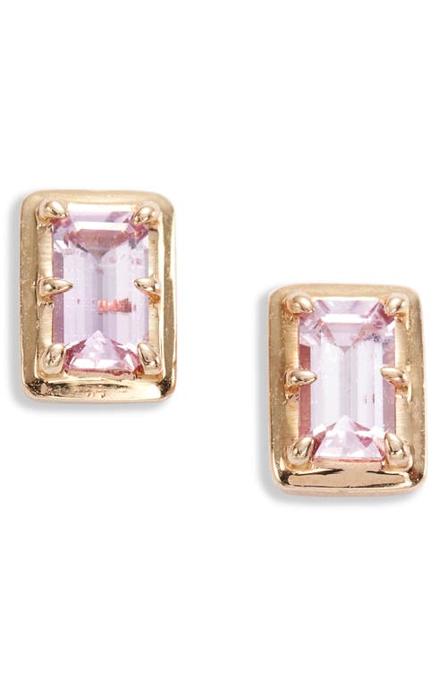 Anzie Classique Carré Semiprecious Baguette Stud Earrings in Pink at Nordstrom