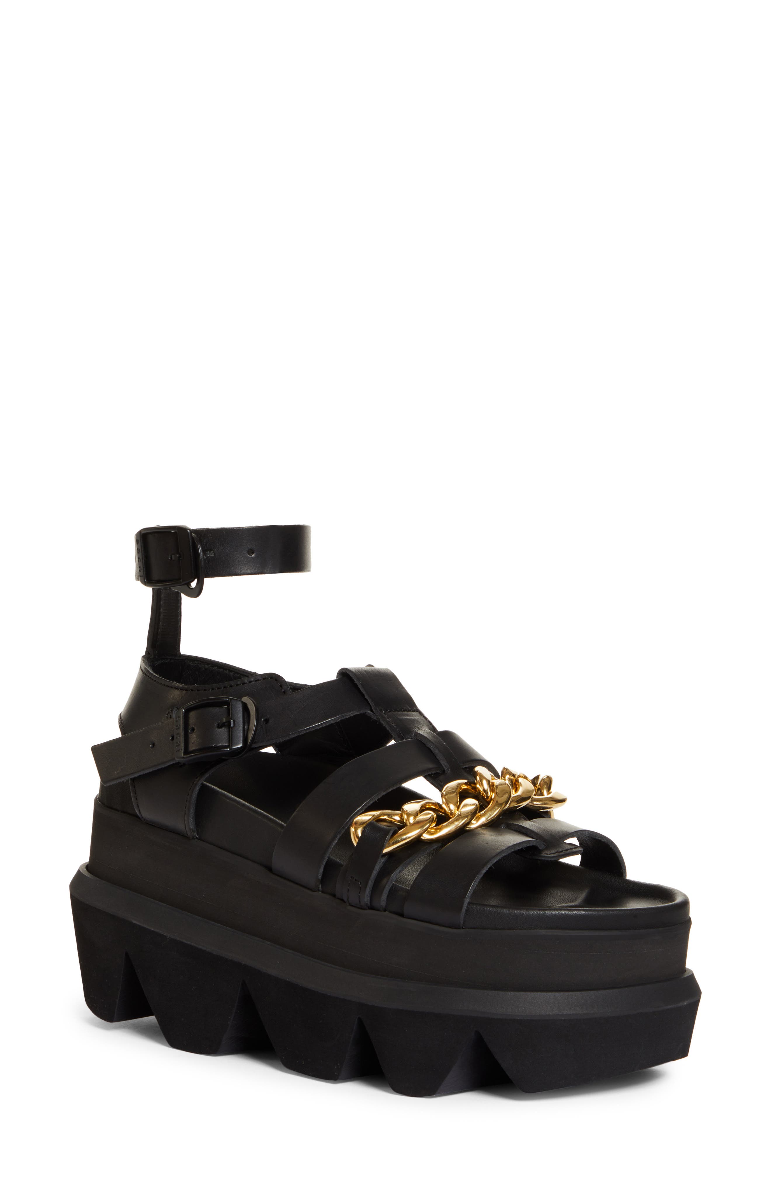 Sacai Black Gurkha Chain Platform Sandals | Smart Closet