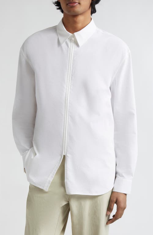 POST ARCHIVE FACTION 6.0 Textured Zip Front Shirt Right White at Nordstrom,