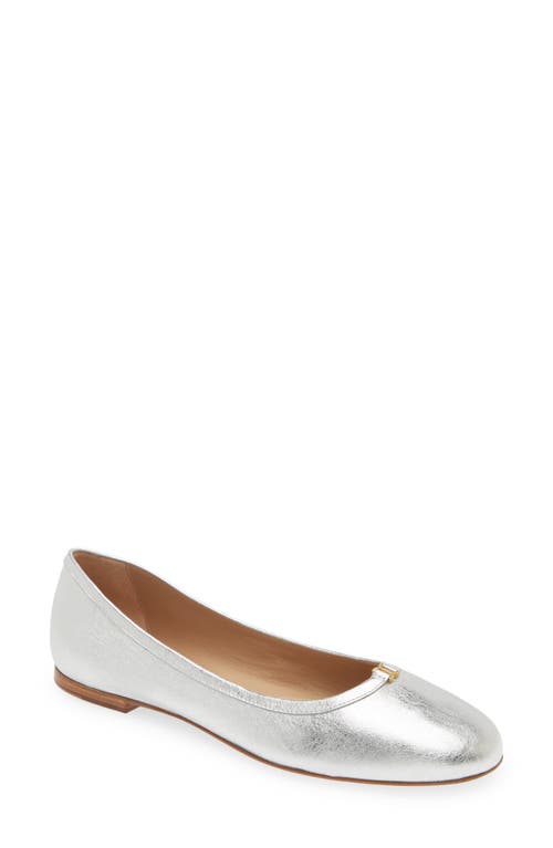 Chloé Marcie Metallic Flat in Silver at Nordstrom, Size 8Us