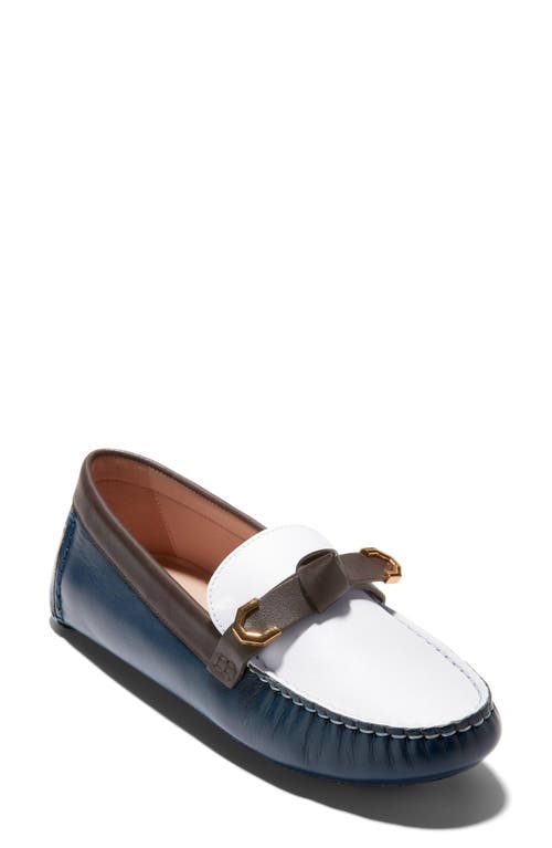 Shop Cole Haan Evelyn Bow Leather Loafer In White/chocolate
