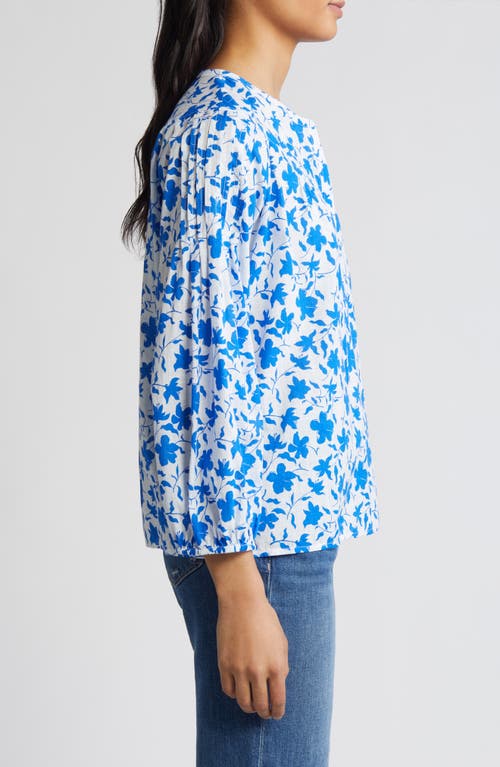 Shop Caslonr Caslon(r) Pintuck Pleat Top In White- Blue Orchid Float