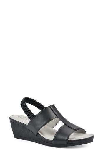 Cliffs By White Mountain Candea Slingback Wedge Sandal In Black/burnished/smooth