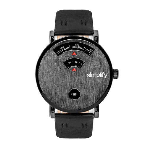 Simplify The 7000 Leather-band Watch In Black