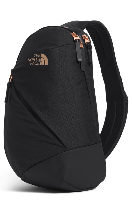 The North Face Isabella Water Repellent Sling Bag In Black Hthr/ Coral Metallic