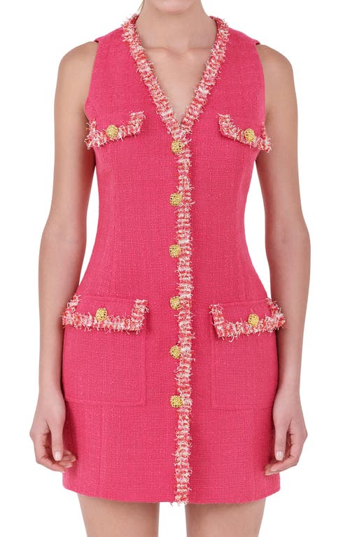 Endless Rose Tweed Trim Sleeveless Dress In Fuchsia