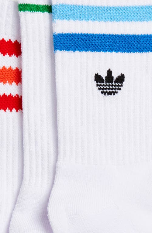 Shop Adidas Originals Adidas Kids' Originals Assorted 3-pack Crew Socks In White/scarlet/bluebird