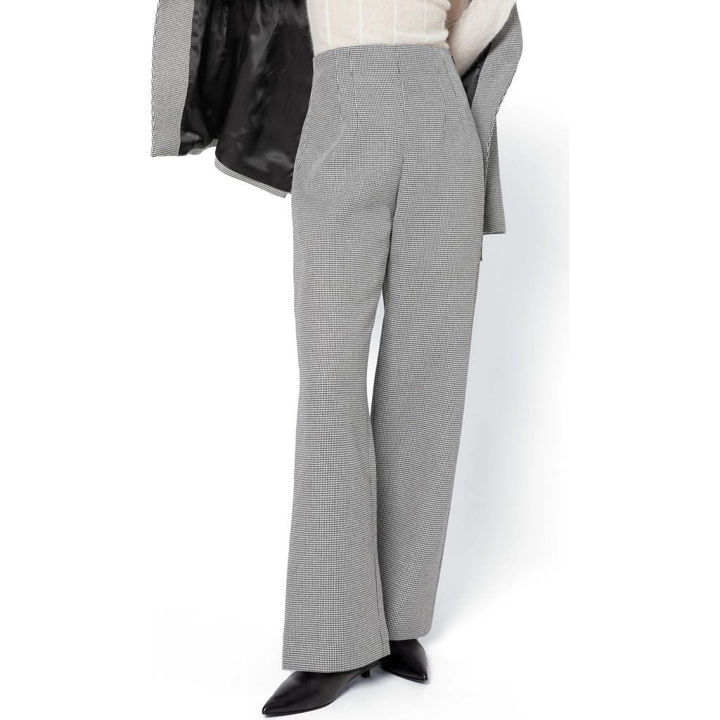 & Other Stories High Waist Wide Leg Trousers In Black/white Mini Check