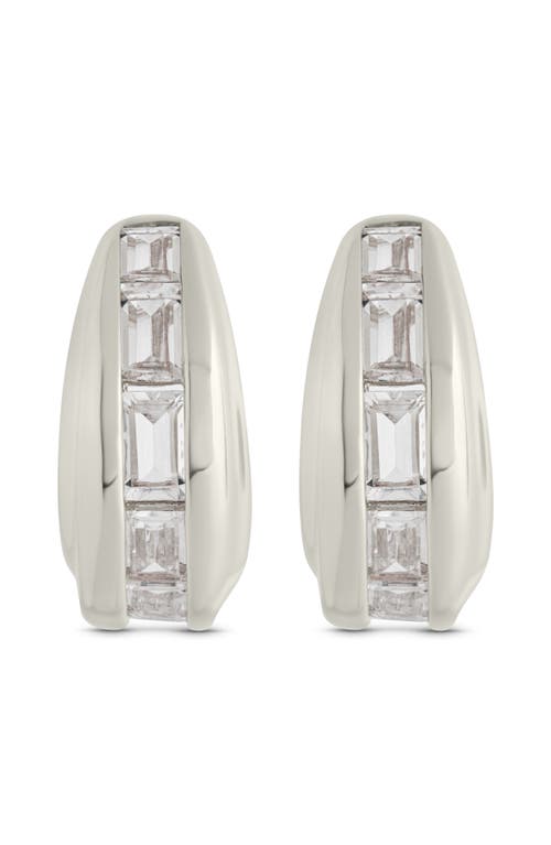 Sterling Forever Nola Cubic Zirconia Huggie Hoop Earrings In Silver