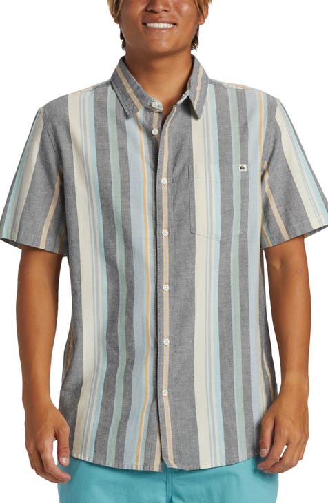 Oxford Stripe Short Sleeve Button-Up Shirt
