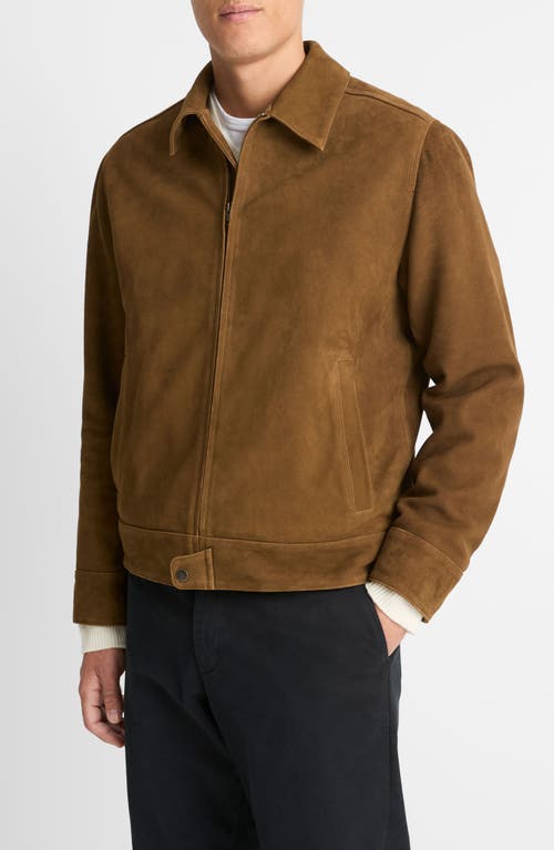 Vince Suede Short Jacket In Dark Timberwood