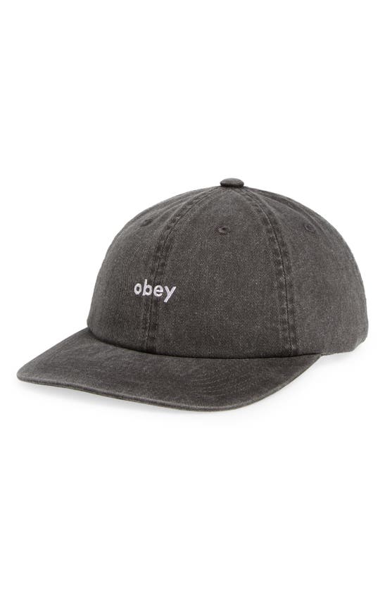 Shop Obey Logo Cotton Twill Baseball Cap In Pigment Black