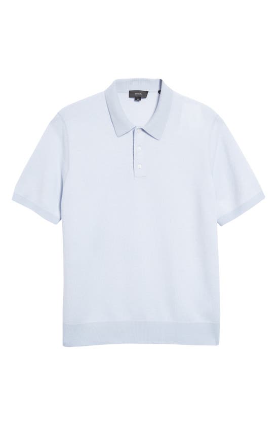 Vince Bird's Eye Wool & Cashmere Polo In Moonmist/ Pearl