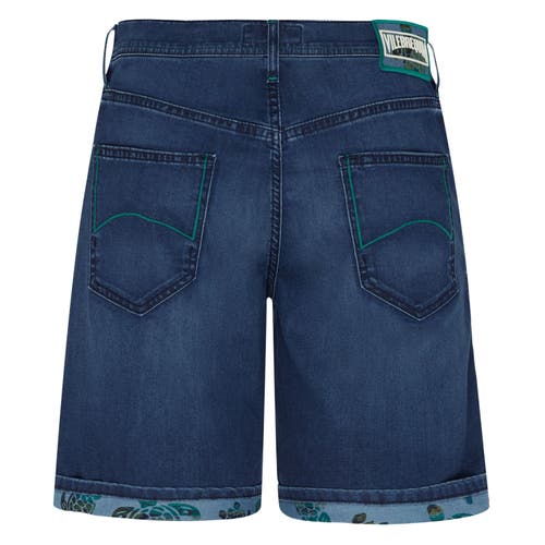 Shop Vilebrequin Tahiti Turtle Denim Shorts In Med Denim W2