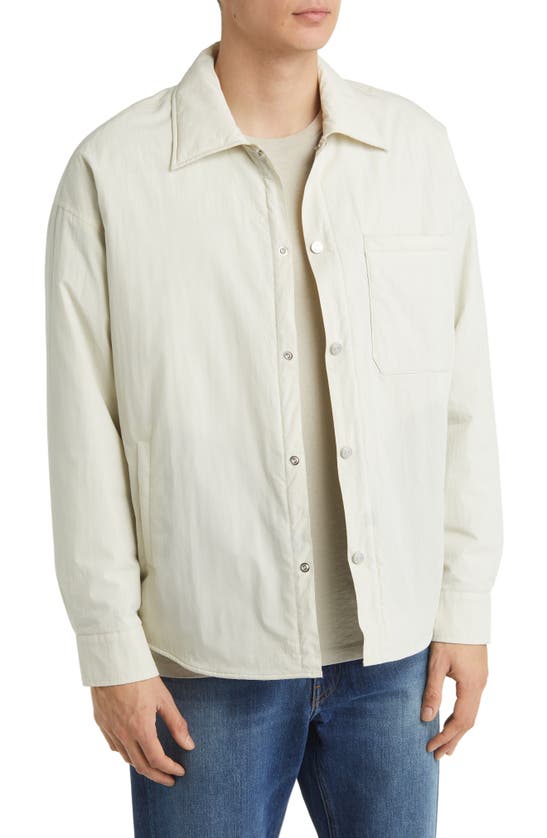 Frame Padded Shirt Jacket In White Beige