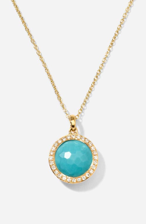 Ippolita 18k Yellow Gold Lollipop Turquoise Mini Pendant Necklace With Pave Diamonds, 18 In Yellow Gold/turquoise